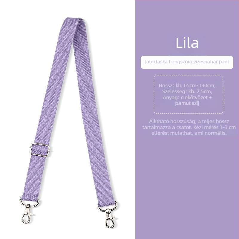 Crossbody táska pánt, egyszínű, vastag pamutpánt, méh-hangszóró motívum, pohár víz, állítható vállpánt, sokoldalú