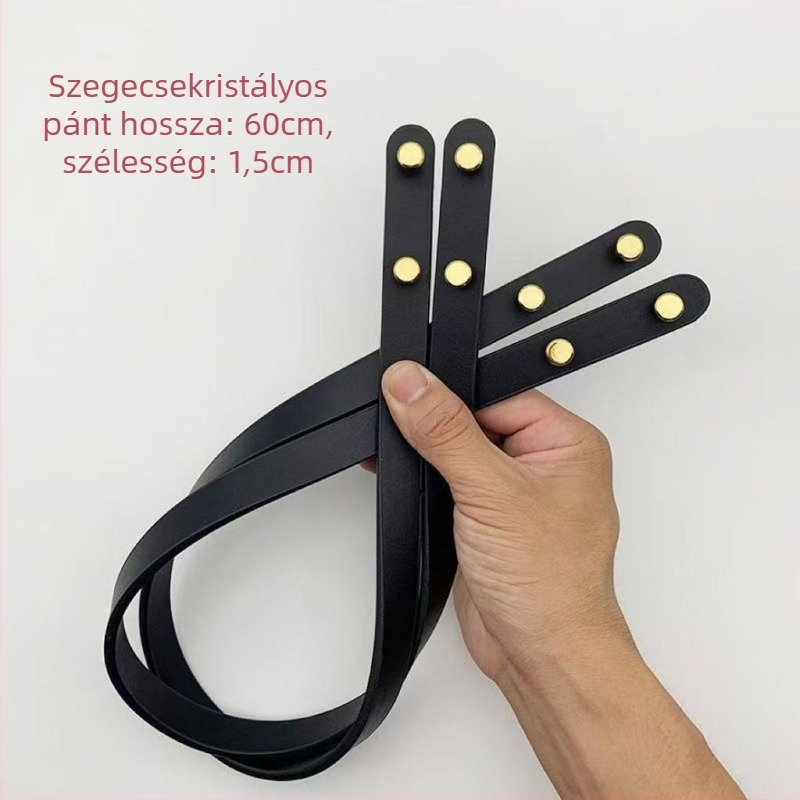 PU bőrtáska vállpánt, kézzel varrt, csavaros szegeccsel, női táskákhoz