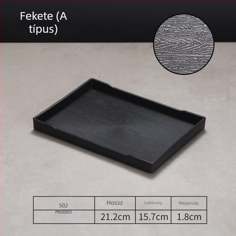 Hotel tálca - PP műanyag, fa imitáció stílus, téglalap alakú, csúszásmentes, poharak és higiéniai termékek tárolására, logóval nyomtatva