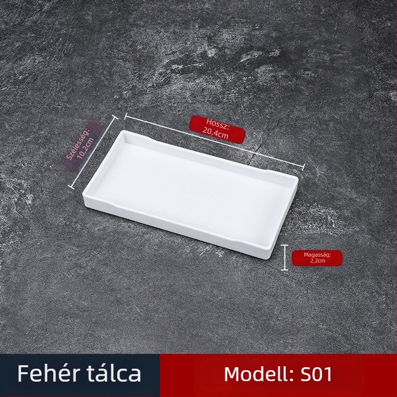 Hotel tálca - PP műanyag, fa imitáció stílus, téglalap alakú, csúszásmentes, poharak és higiéniai termékek tárolására, logóval nyomtatva