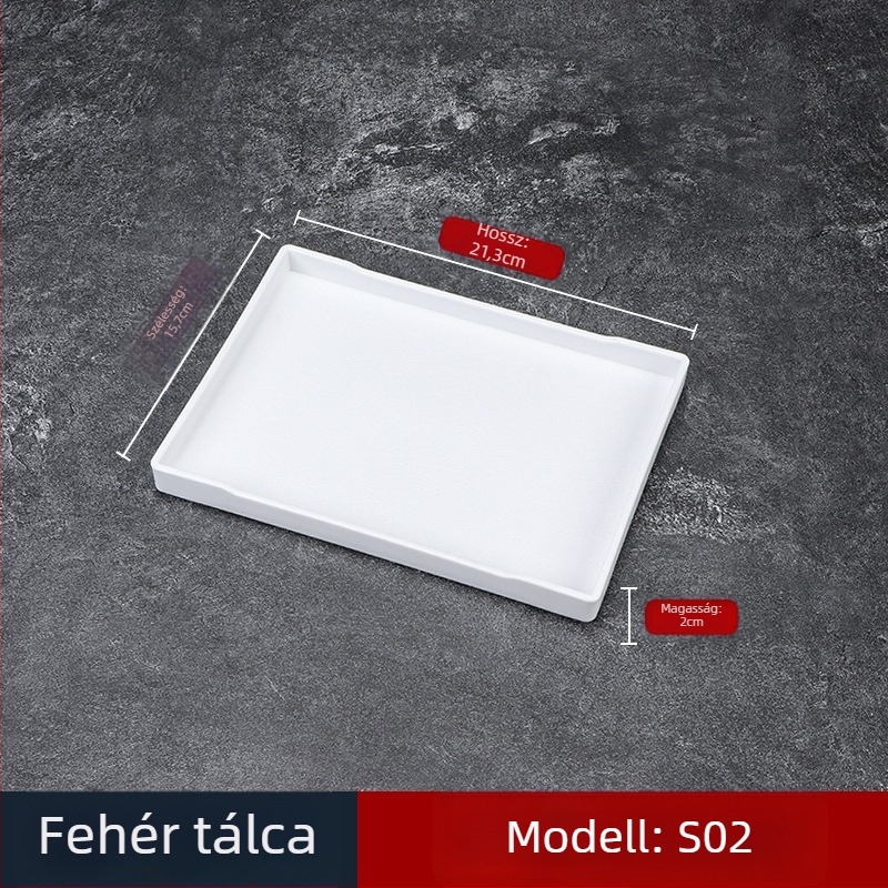 Hotel tálca - PP műanyag, fa imitáció stílus, téglalap alakú, csúszásmentes, poharak és higiéniai termékek tárolására, logóval nyomtatva