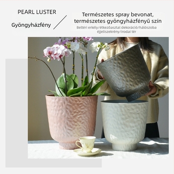 Műanyag virágcserép gyöngyházfényű kalapolt mintázattal, orchideák és monstera számára, egyszerű nappali stílus