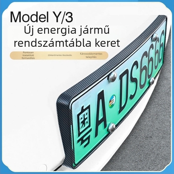 Tesla Model Y/3 rendszámkeret dekoratív kiegészítő, Modell 09, műanyag, Típus: Egyéb, Kompatibilis a Tesla