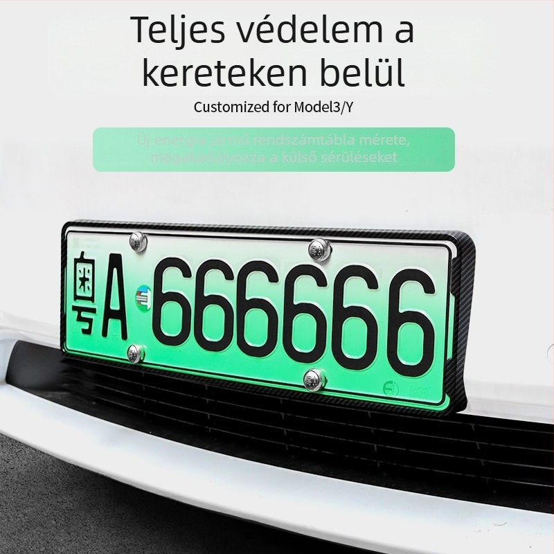Tesla Model Y/3 rendszámkeret dekoratív kiegészítő, Modell 09, műanyag, Típus: Egyéb, Kompatibilis a Tesla