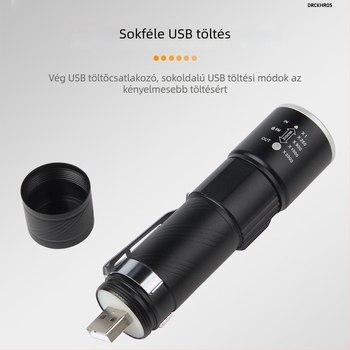 Kerékpár USB-töltéses első lámpa, teleszkópos LED, mini alumíniumötvözet test, éjszakai kerékpározáshoz
