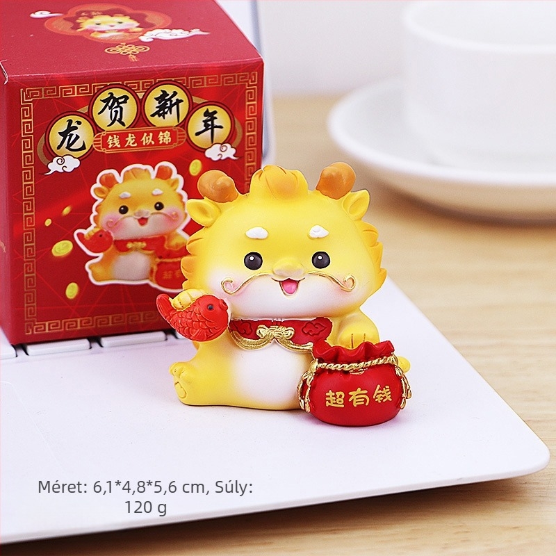 Dragon Év gyanta mascot figura íróasztalhoz, otthonhoz és az autó belső részéhez (Testreszabás nélkül; Ajándék születésnapra és új otthonba)