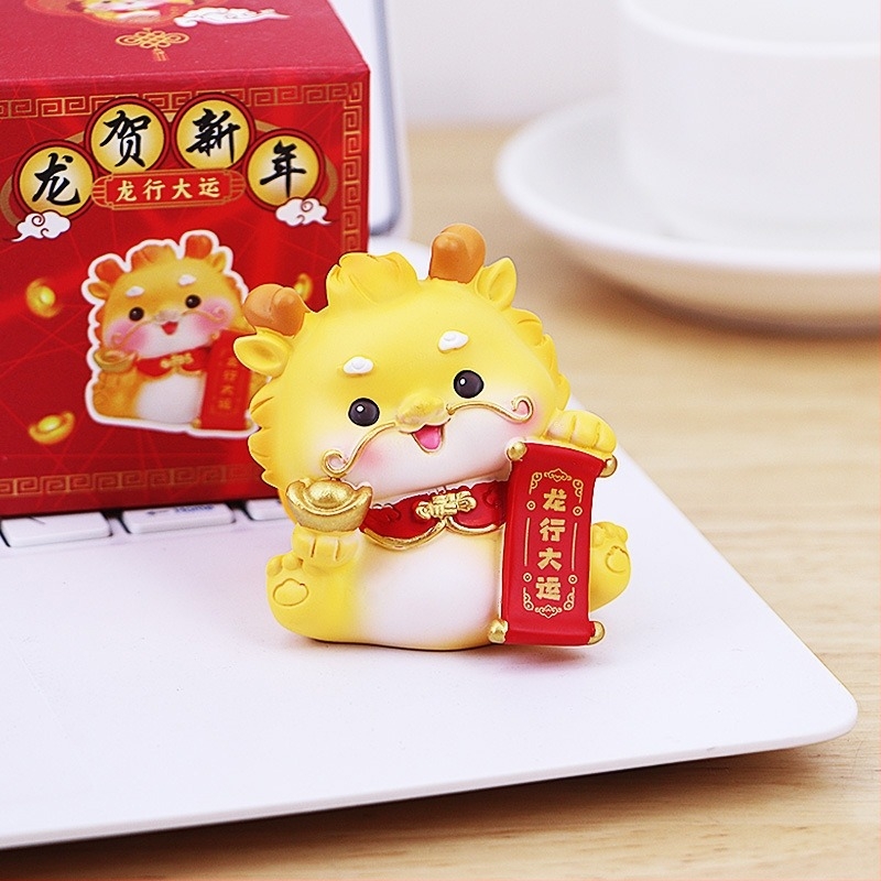 Dragon Év gyanta mascot figura íróasztalhoz, otthonhoz és az autó belső részéhez (Testreszabás nélkül; Ajándék születésnapra és új otthonba)