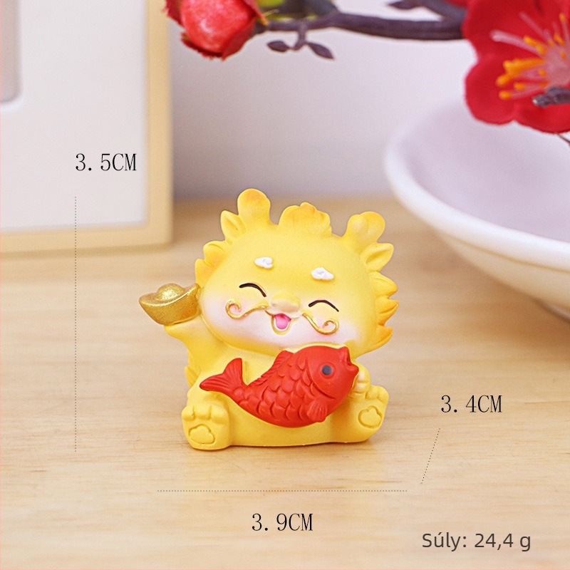 Dragon Év gyanta mascot figura íróasztalhoz, otthonhoz és az autó belső részéhez (Testreszabás nélkül; Ajándék születésnapra és új otthonba)