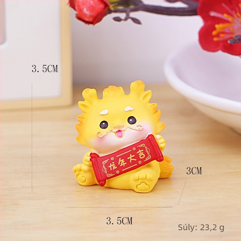 Dragon Év gyanta mascot figura íróasztalhoz, otthonhoz és az autó belső részéhez (Testreszabás nélkül; Ajándék születésnapra és új otthonba)