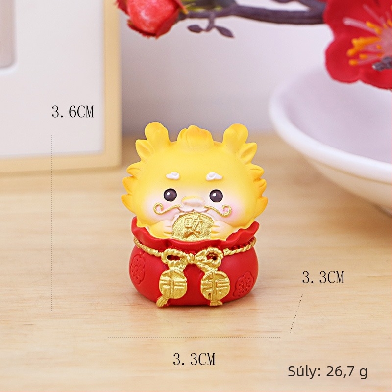 Dragon Év gyanta mascot figura íróasztalhoz, otthonhoz és az autó belső részéhez (Testreszabás nélkül; Ajándék születésnapra és új otthonba)