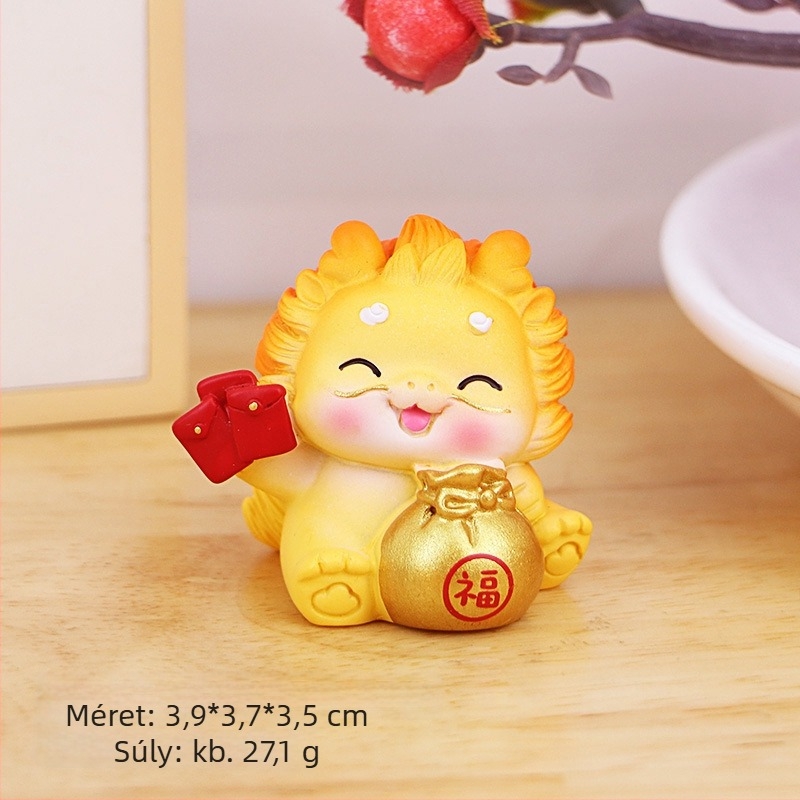 Dragon Év gyanta mascot figura íróasztalhoz, otthonhoz és az autó belső részéhez (Testreszabás nélkül; Ajándék születésnapra és új otthonba)