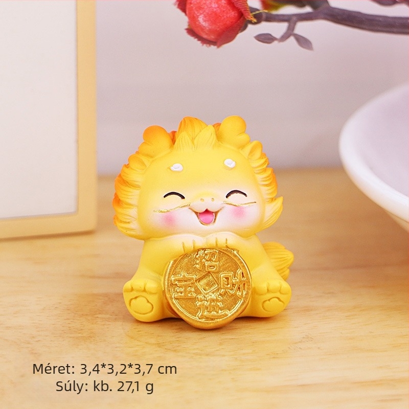 Dragon Év gyanta mascot figura íróasztalhoz, otthonhoz és az autó belső részéhez (Testreszabás nélkül; Ajándék születésnapra és új otthonba)