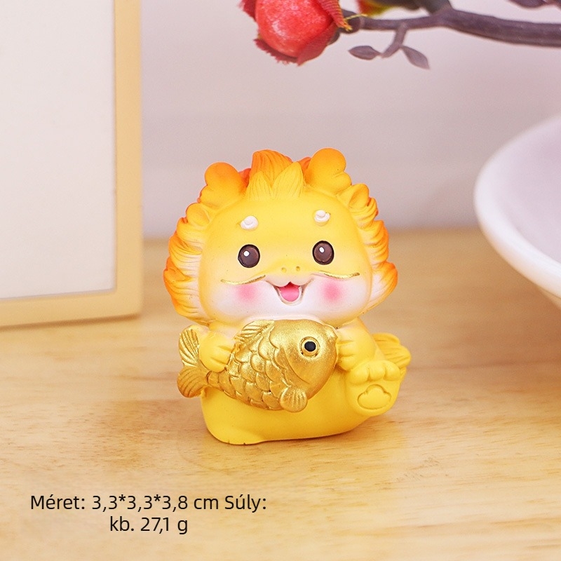 Dragon Év gyanta mascot figura íróasztalhoz, otthonhoz és az autó belső részéhez (Testreszabás nélkül; Ajándék születésnapra és új otthonba)