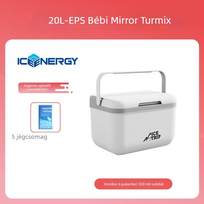 Hordozható szigetelt hűtőláda anyatej és vakcinák tárolására — Ice Energy, műanyag, kapacitás 6–28 L, tömege 1,82 kg, hűtve tart