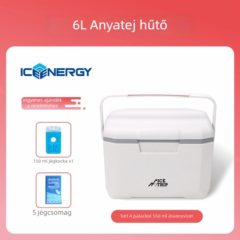 Hordozható szigetelt hűtőláda anyatej és vakcinák tárolására — Ice Energy, műanyag, kapacitás 6–28 L, tömege 1,82 kg, hűtve tart
