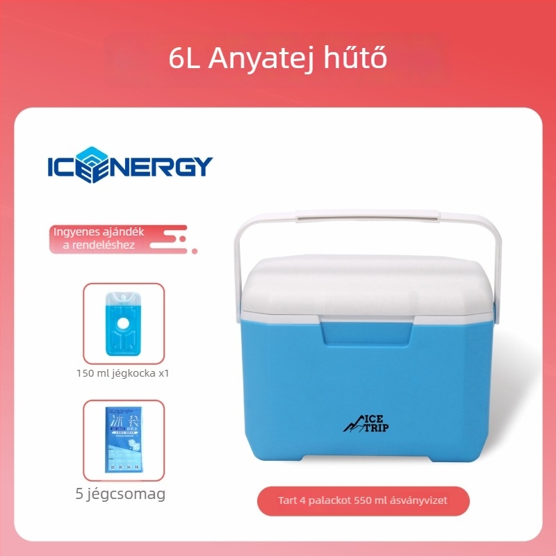 Hordozható szigetelt hűtőláda anyatej és vakcinák tárolására — Ice Energy, műanyag, kapacitás 6–28 L, tömege 1,82 kg, hűtve tart