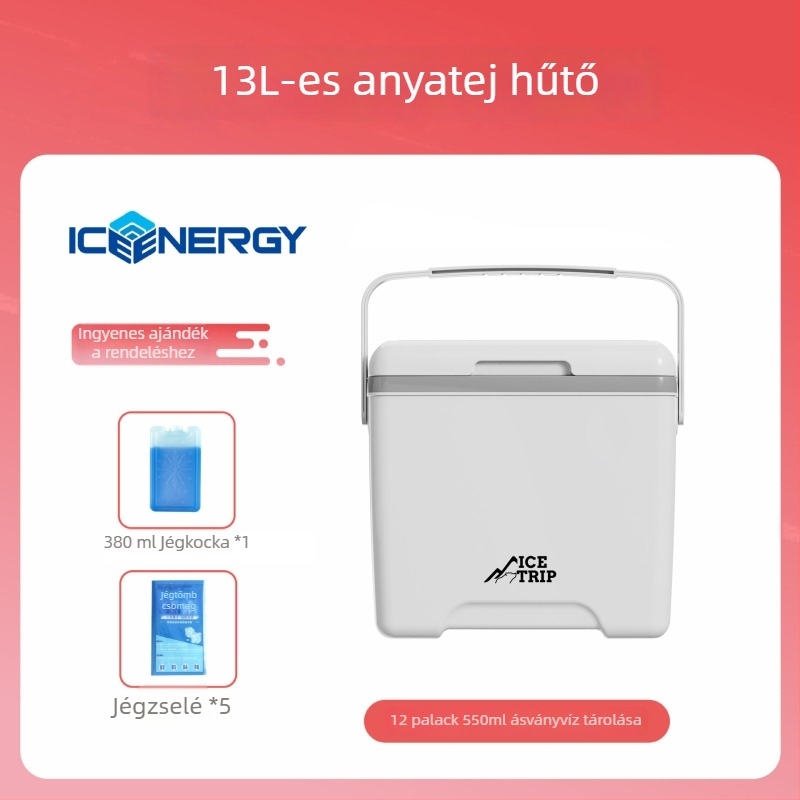 Hordozható szigetelt hűtőláda anyatej és vakcinák tárolására — Ice Energy, műanyag, kapacitás 6–28 L, tömege 1,82 kg, hűtve tart