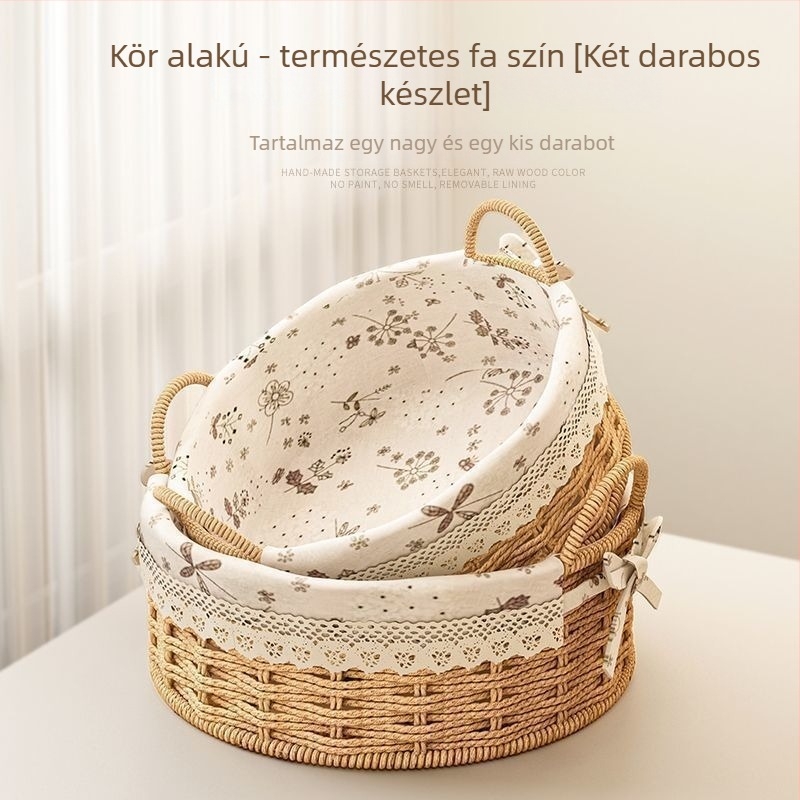 Rattan tárolókosár kulcsokhoz és távirányítókhoz, asztali rendező és harapnivalók, szövött bejárati kosár, 18 L kapacitás, japán stílus, fém szerkezet, logó nyomtatás lehetséges