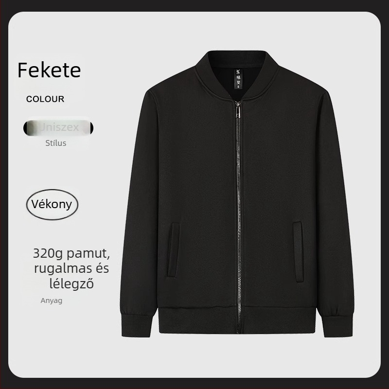 Kardigán-stílusú fleece-bélelt pulóver, álló gallérral és hosszú ujjú