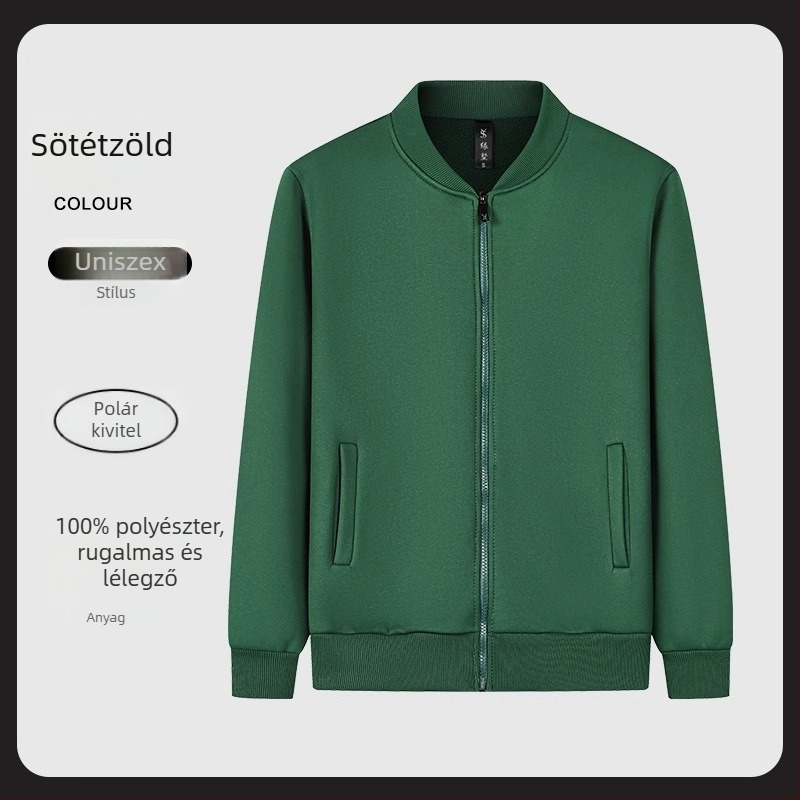 Kardigán-stílusú fleece-bélelt pulóver, álló gallérral és hosszú ujjú