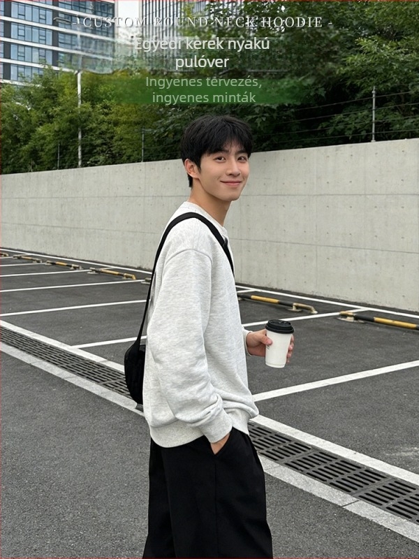 Hosszú ujjú pulóver, 100% poliészter, 230 g, kerek nyakú, kapucni nélküli, téli kollekció 2025