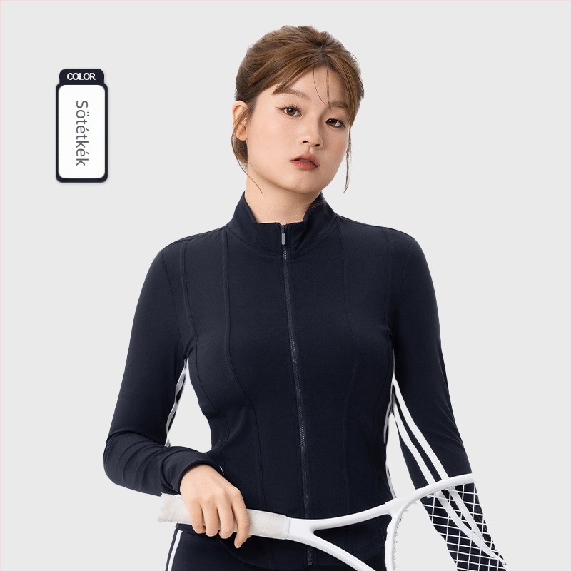 Plus-size női sportos szett - kétrészes, hosszú ujjú kardigán felső és trapéznadrág, anyag 80% nylon, 20% spandex, ősz-téli 2025, megfelelő jóga és pilates számára