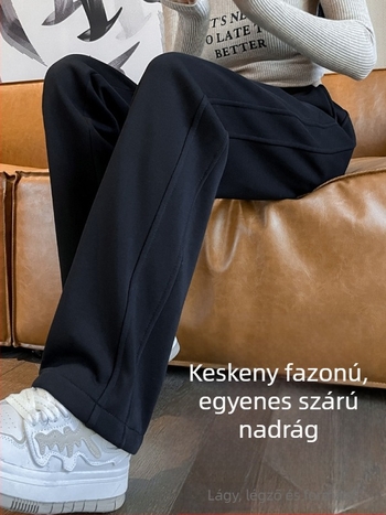 Napi egyenes szabású nadrág, 3/4-es hossz, magas derék, pamutkeverék, őszi 2025 Royal Sister stílus