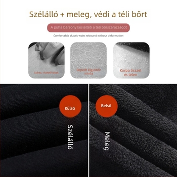 Fekete béléses vastag leggings nőknek, magas derék, rugalmas, szoros fazon, őszi-téli