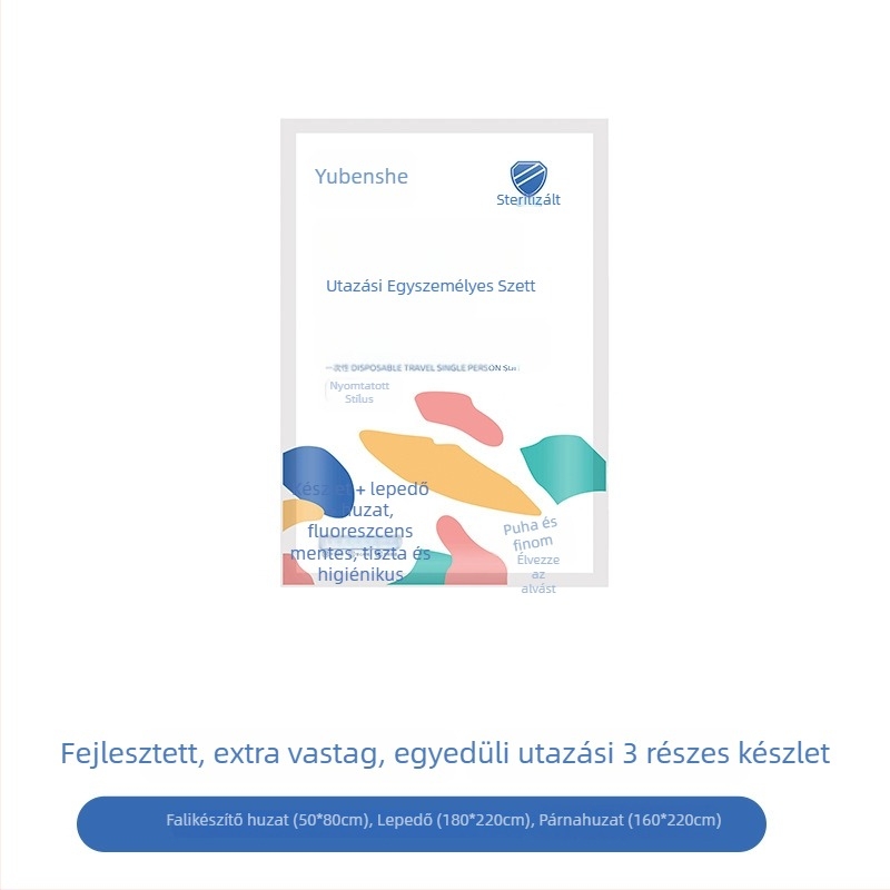 Utazási egyszer használatos hotelszobai ágynemű szett: lepedő, paplanhuzat, párnahuzat – 4 részes készlet; Anyag: nem szőtt textil; Márka: Royal Color; Szavatosság: 360 nap