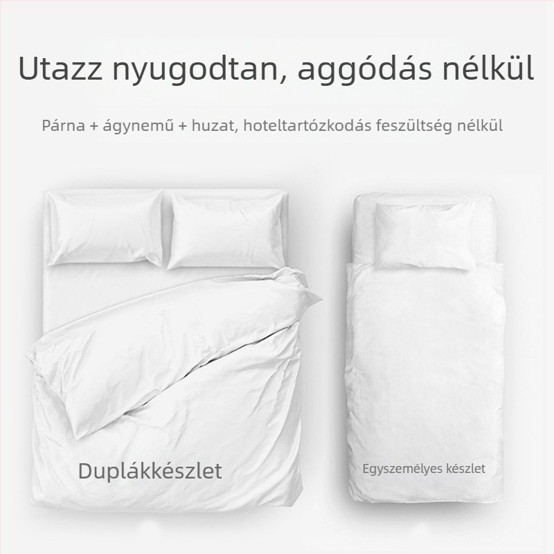 Jialiya egyszer használatos ágyhuzat és paplanhuzat szállodai használatra, SMS-nem szövött anyag, 4- vagy 3 részes készlet, megerősített utazó paplanhuzat, modell JA2035