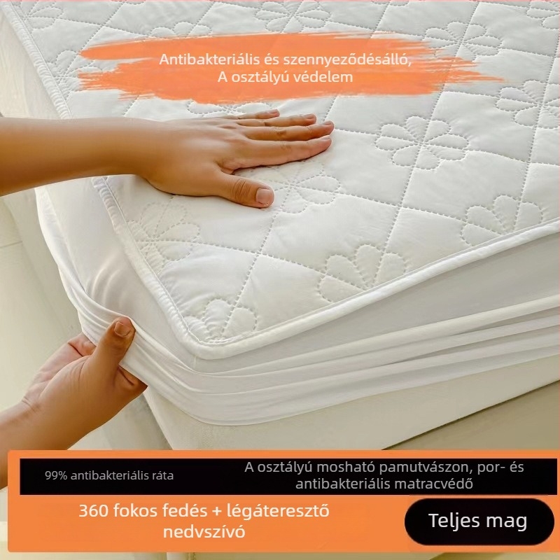 Vízálló, párnázott ágyvédő matracvédő vizeletgátló résszel, teljesen lezárt, csúszásmentes, 1,5 m-es ágyhoz