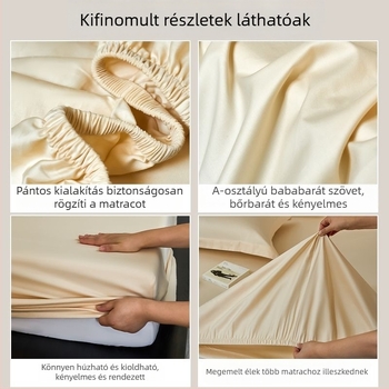 60-s szálú pamut twill gumis lepedő, egyszínű, 1,5 m-es ágyhoz, minden évszakban