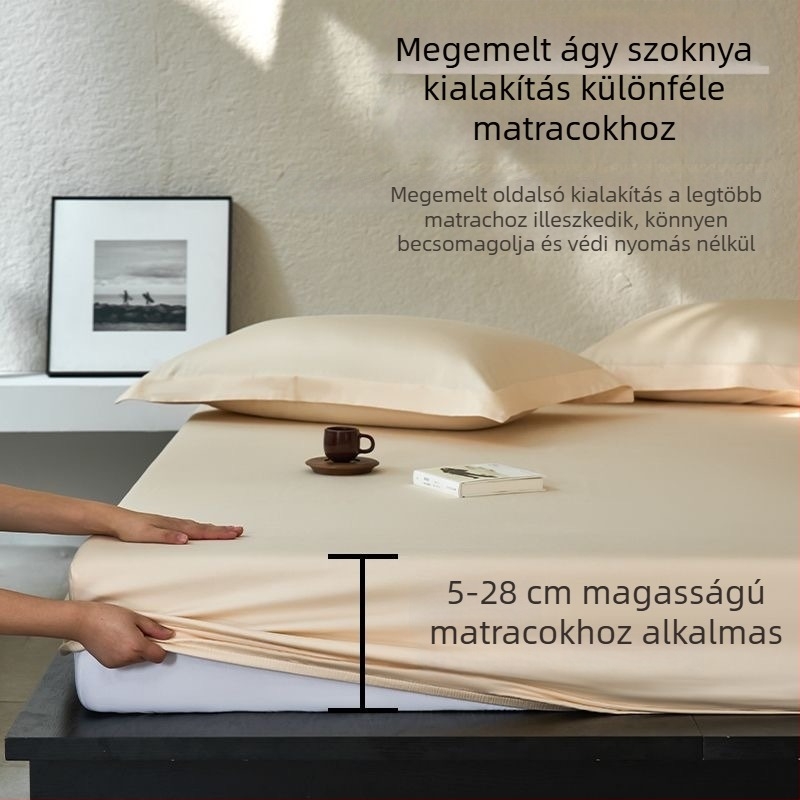 60-s szálú pamut twill gumis lepedő, egyszínű, 1,5 m-es ágyhoz, minden évszakban
