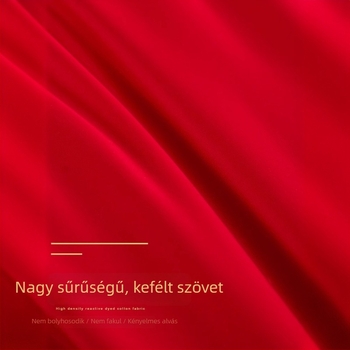 Vörös hímzett esküvői négyrészes ágynemű-készlet csíkos mintázattal
