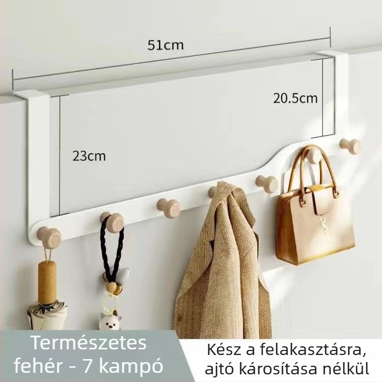 Fém ajtó mögötti több soros akasztó, 10 kg teherbírás, modern minimalista stílus