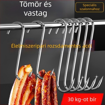 S-alakú húskampó, 304 rozsdamentes acélból, masszív, nagy teherbírású kampó sonka, kolbász, sertés, kacsa és hal számára
