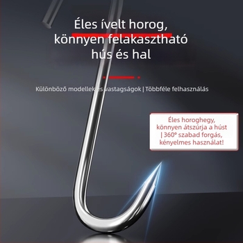 S-alakú húskampó, 304 rozsdamentes acélból, masszív, nagy teherbírású kampó sonka, kolbász, sertés, kacsa és hal számára