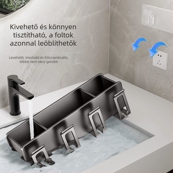 Fali fogkefetartó fúrás nélkül, szájvíz pohártartóval – fürdőszoba