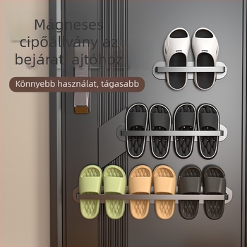 3-szintes mágneses papucs-tartó falra szerelhető, beépítés nélkül, szénacélból