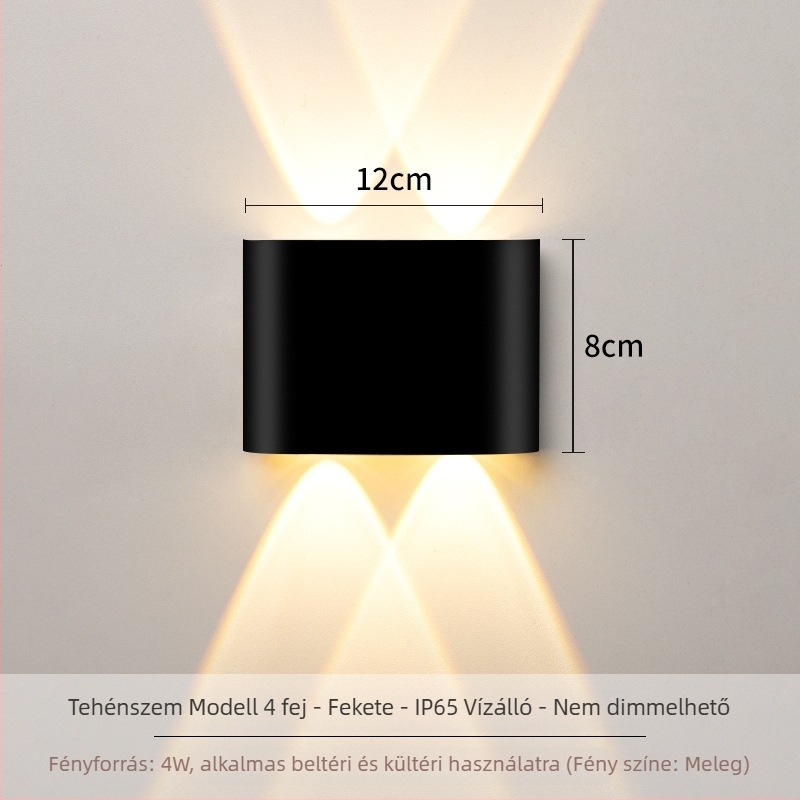 Fali lámpa LED – alumínium kivitelezés, 220V, IP65 vízálló, beltéri és kültéri használatra