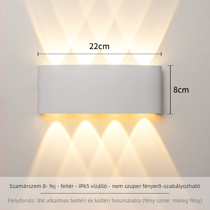 Fali lámpa LED – alumínium kivitelezés, 220V, IP65 vízálló, beltéri és kültéri használatra