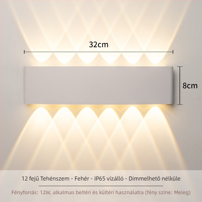Fali lámpa LED – alumínium kivitelezés, 220V, IP65 vízálló, beltéri és kültéri használatra
