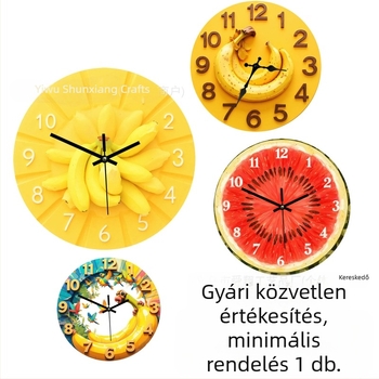 Falióra, kör alakú fa dizájn, elemmel működő, sima másodperces mozgás, egyoldalas, világidő kijelző
