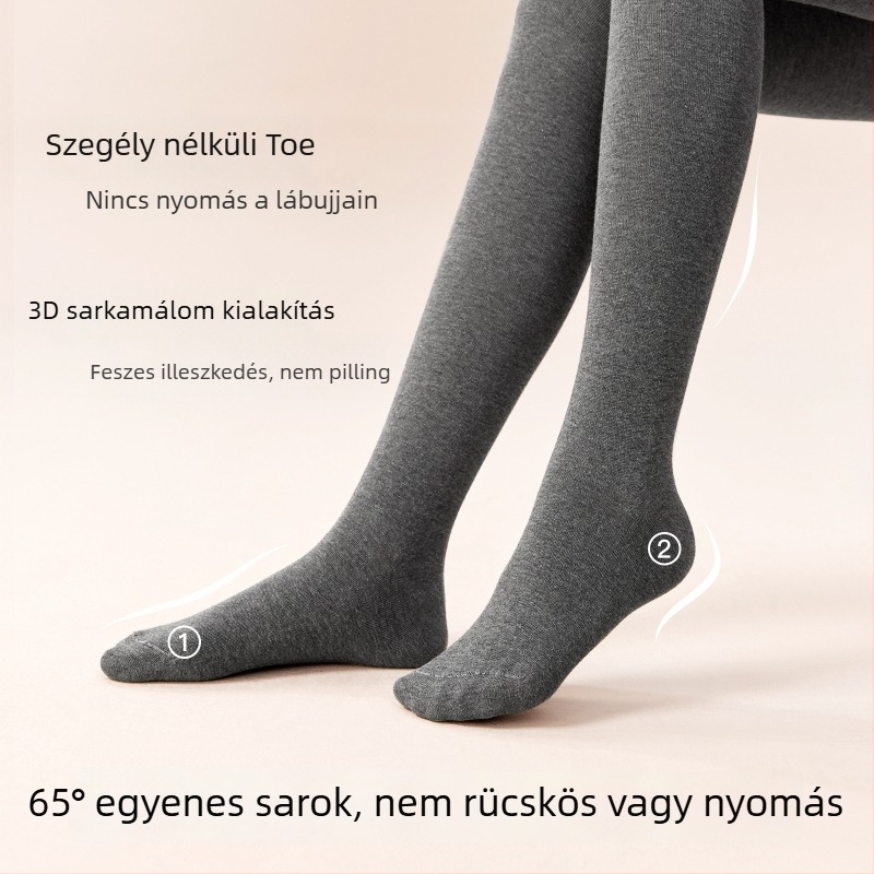 Női pamut leggings fleece-betéttel, vastag anyagú, lábfejes, japán stílus