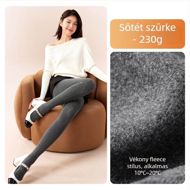 Női pamut leggings fleece-betéttel, vastag anyagú, lábfejes, japán stílus