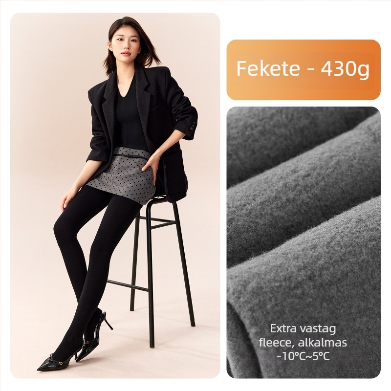 Női pamut leggings fleece-betéttel, vastag anyagú, lábfejes, japán stílus