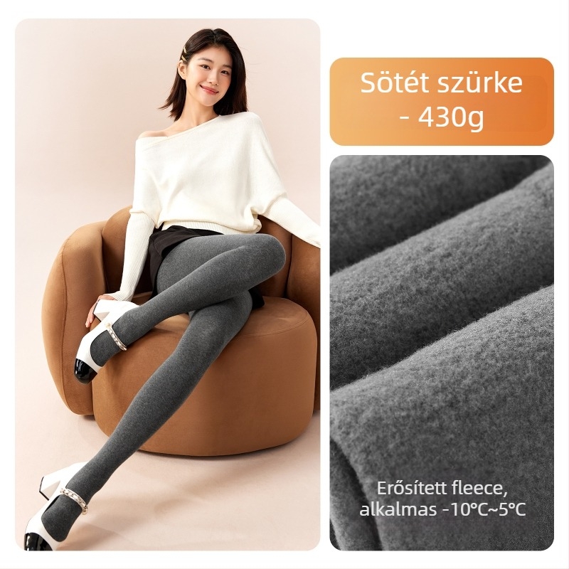 Női pamut leggings fleece-betéttel, vastag anyagú, lábfejes, japán stílus