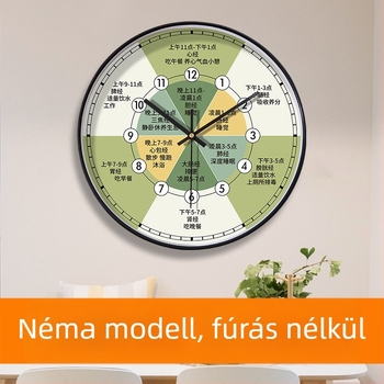 Health Meridian falióra kínai orvostudományi tizenkétórás kijelzővel, csendes, kör alakú műanyag falióra a nappaliba