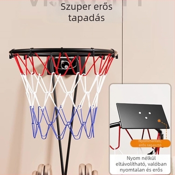 Beltéri falra szerelhető, fúrás nélküli, csendes, összecsukható kosárpalánk