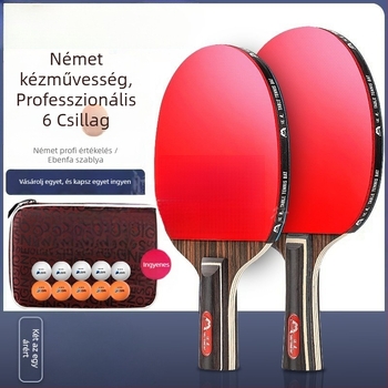 Asztalitenisz ütő gyerekeknek és kezdőknek, karbon szálas penge, közvetlen ütés, gumi pozitív ragasztóval
